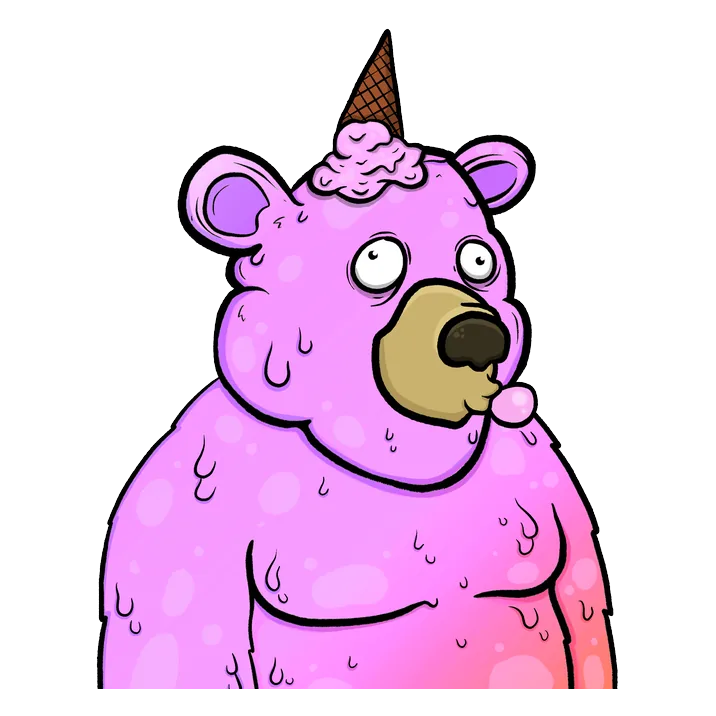 Scarebear with an ice-cream cone